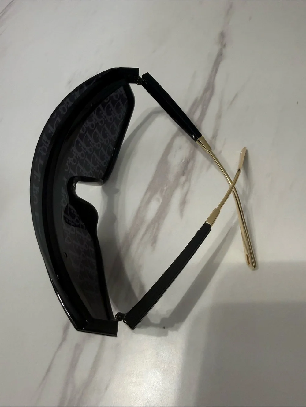 Black and Gold VR Shield Visor Sunglasses